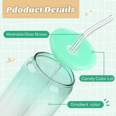 16 oz Glass Cups with Acrylic Lids (Gradient Color Top)